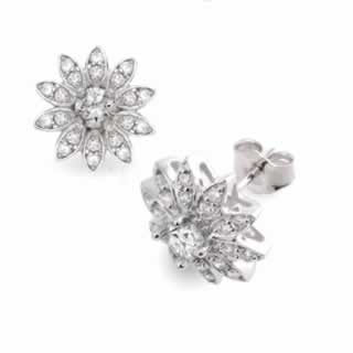 Diamond Cluster Flower Design Earrings In 9k White Gold (0.60ct. tw.)